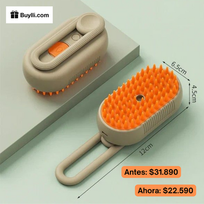 Cepillo a Vapor 3 en 1 para Mascotas – ¡Peina, Limpia y Relaja en un Solo Paso!