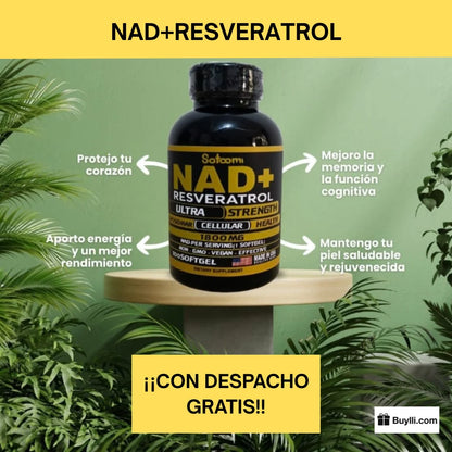 NAD + RESVERATROL - 60 capsulas Antienvejecimiento OFERTA BLACK 65%OFF