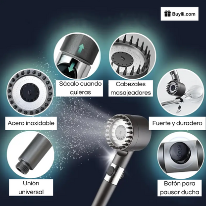 Cabezal De Ducha Con Masajeador 3 en 1
