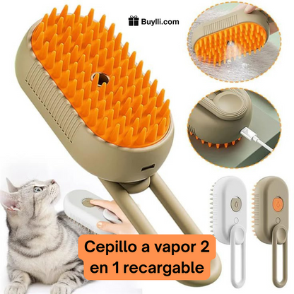 Cepillo a Vapor 3 en 1 para Mascotas – ¡Peina, Limpia y Relaja en un Solo Paso!