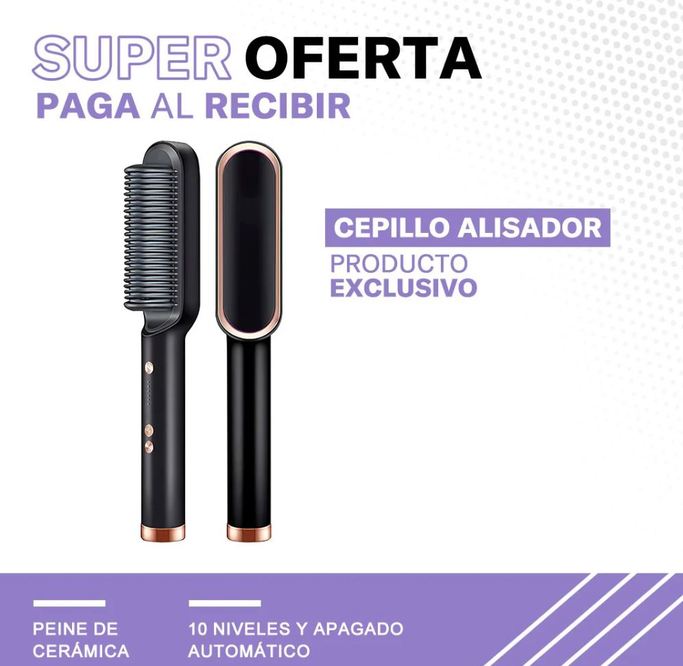 Cepillo Alisador de Cabello 2 en 1 Profesional | Alisa, Desenreda y Elimina el Frizz